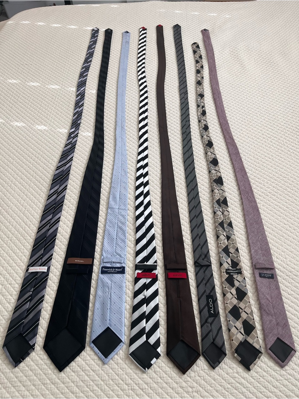 J. Crew Assorted Men's Ties in Black, Gray, Blue, Brown, Cream, Pink